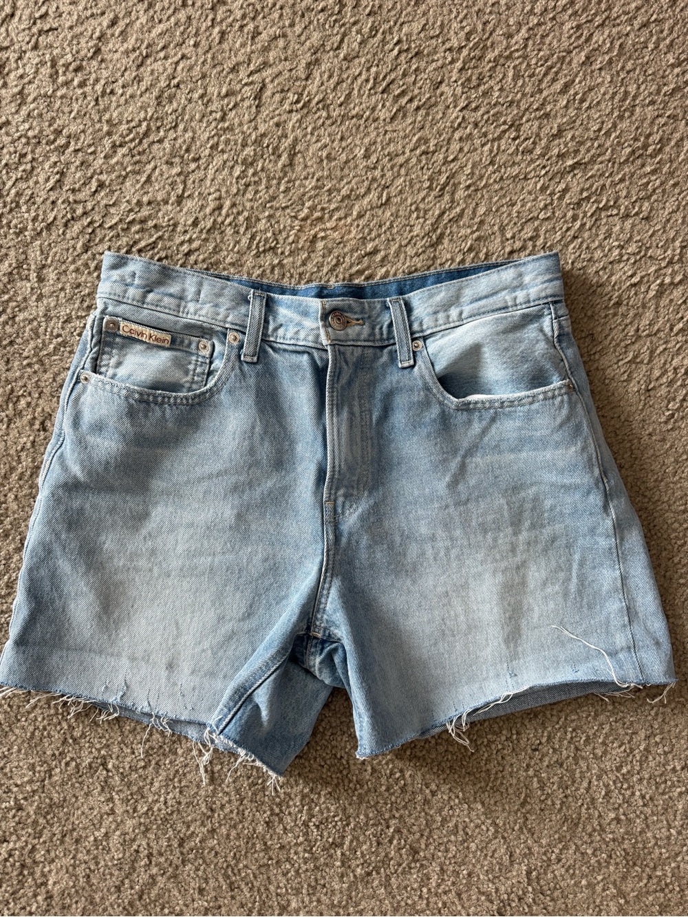 Calvin Klein Light Blue Denim Cutoff Shorts